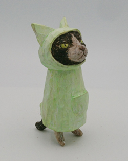戸川五十生 Tiny Cats SE16 H10cm 樟、色鉛筆、アクリル